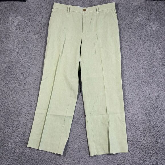 Vineyard Vines Pants Men 36xU Green Chino Flat Front Slim Fit Breaker Seersucker - Picture 1 of 8